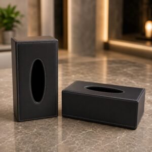 Leather Rectangular Tissue Box Holder / Facial Car Tissue Leather Dispenser